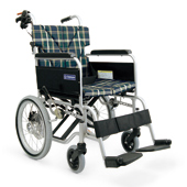 [中古品]　アルミ製　介助式　車いす　BM16-40SB-M　チェックブルー　クッション付き 用具詳細