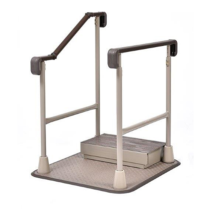 矢崎化工 上がりかまち用手すり あがりかまち用たちあっぷステップ台付両手スリ CKE-01 代引不可 玄関用手すり あがりかまち用 たちあっぷ 片手すり CKE-02