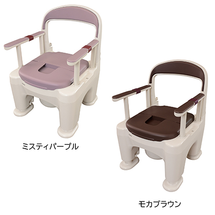 ポータブルトイレ〈座楽〉ラフィーネ長穴ソフト便座（前後傾斜脚付き）